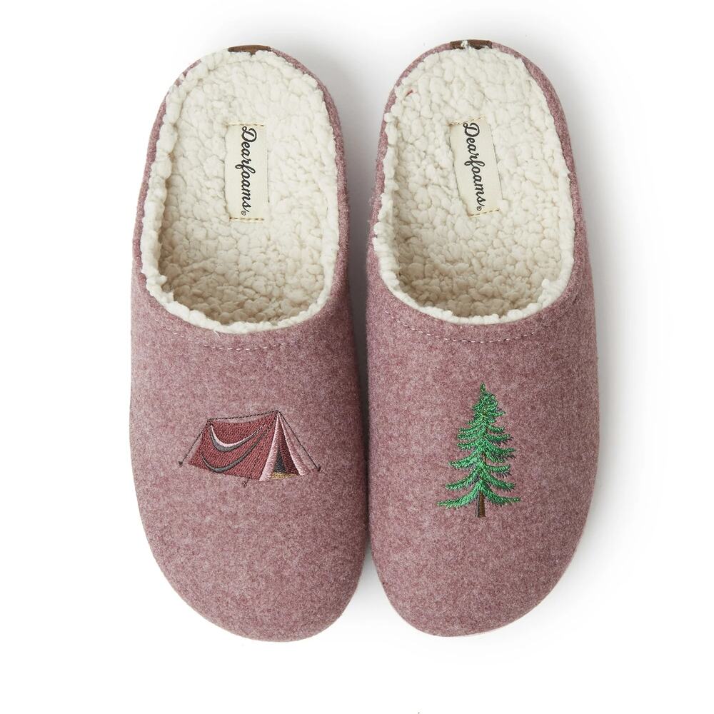 Dearfoams Women Clog Slippers XL 11-12 Red Autumn Microwool Cushion NWT